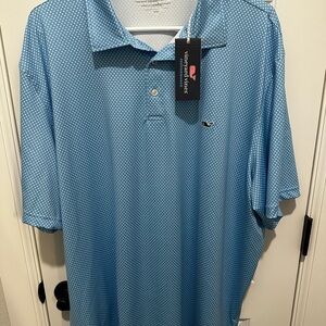 Vineyard Vines Men's Light Blue Patterned Polo